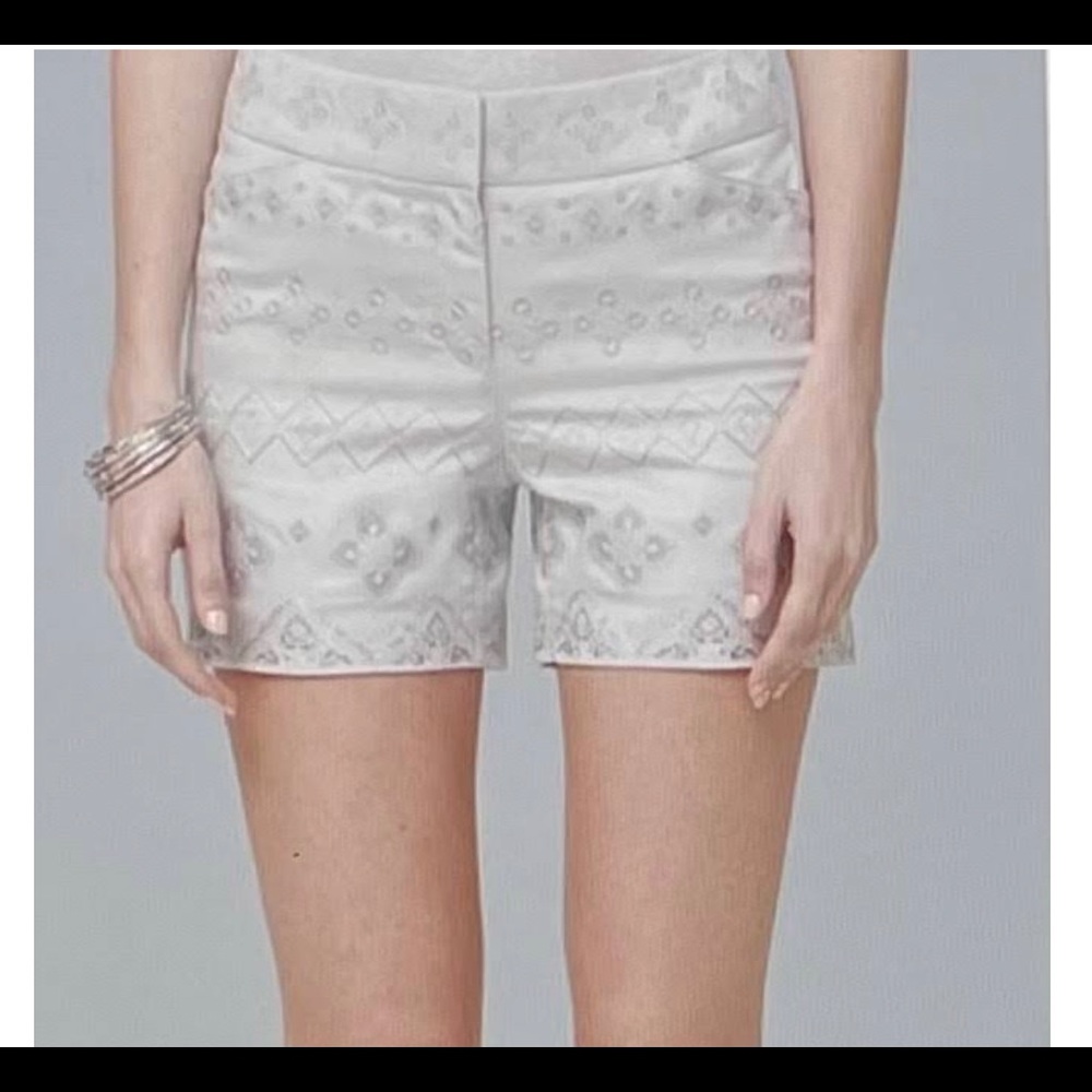 WHBM 5 Inch Embroidered Shorts in Gray